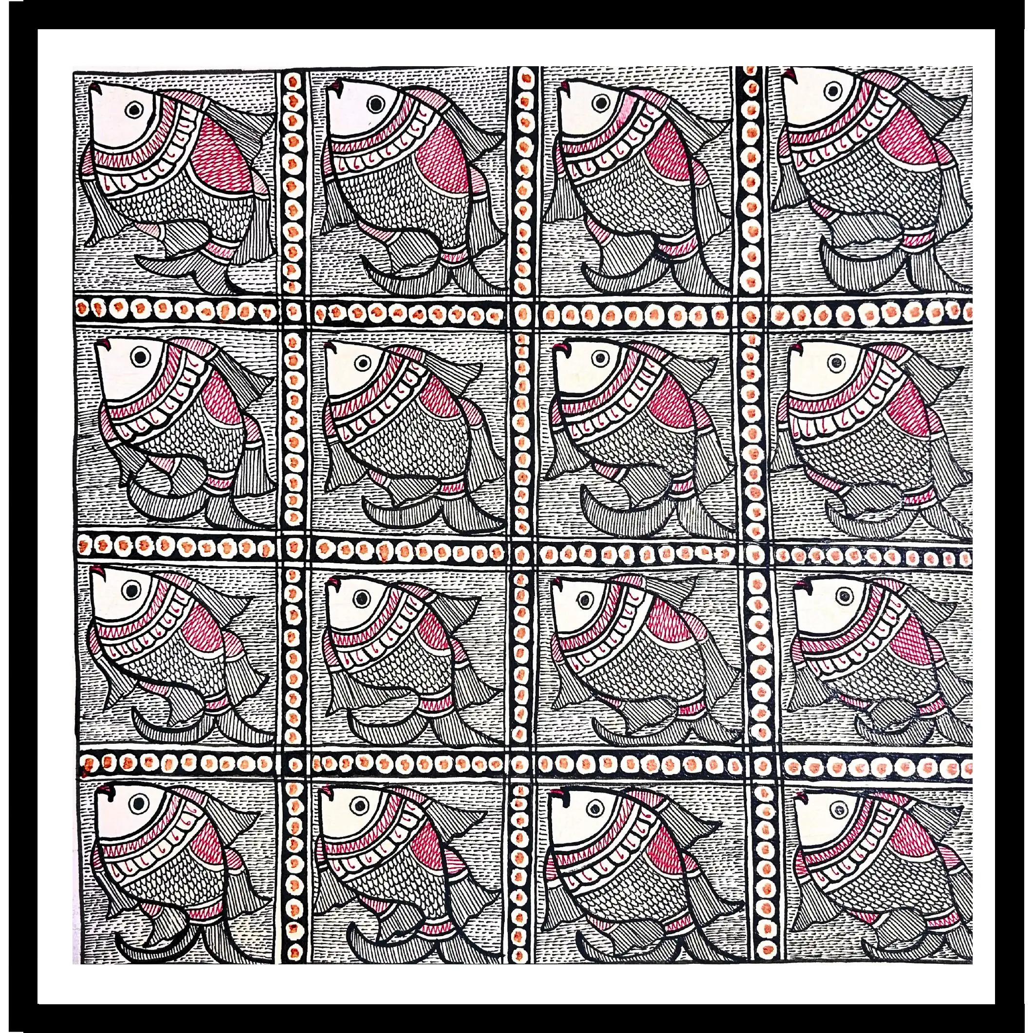 Handmade Madhubani Fish Painting – Traditional Mithila Folk Art